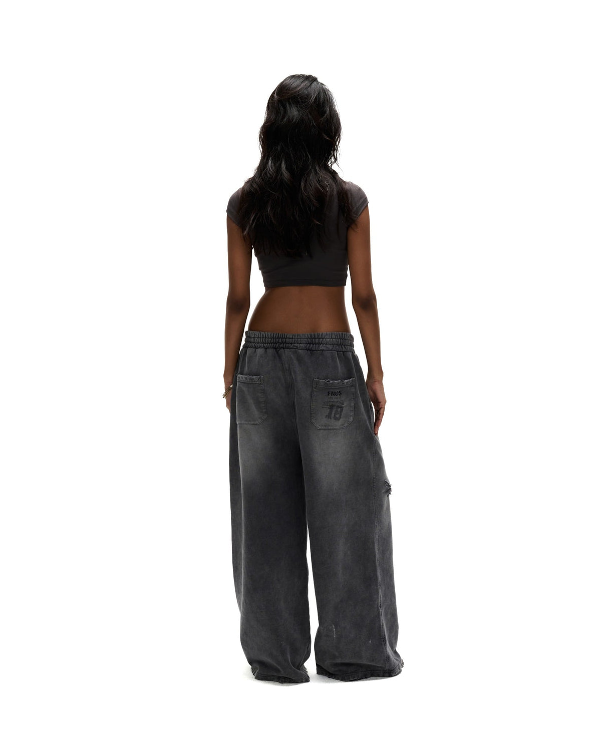 TBT9 - "FNOS" PRINTED CROPTOP - DARK GREY