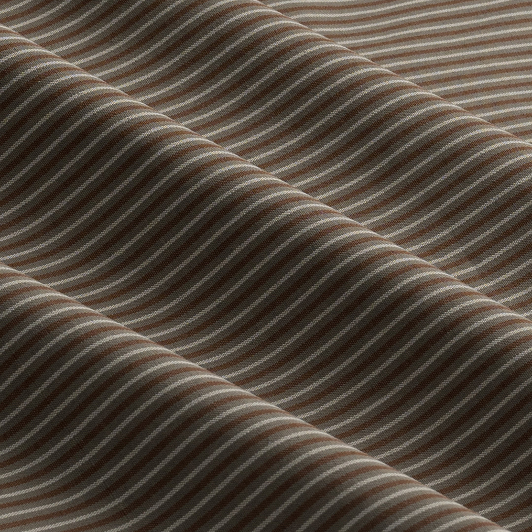 OWST LOGO TIE-FRONT STRIPE PANTS - BROWN