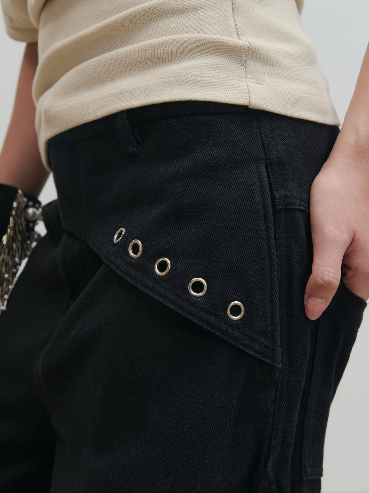 PANTS:02 - PANELED PANTS - BLACK
