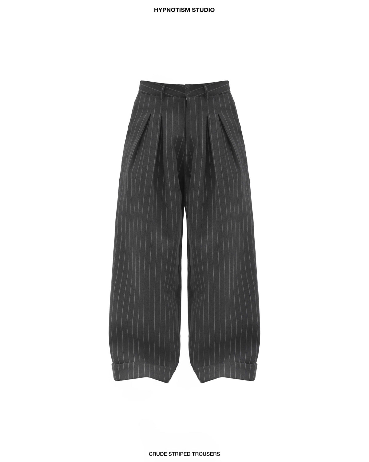 GREY STRIPED CRUDE TROUSERS