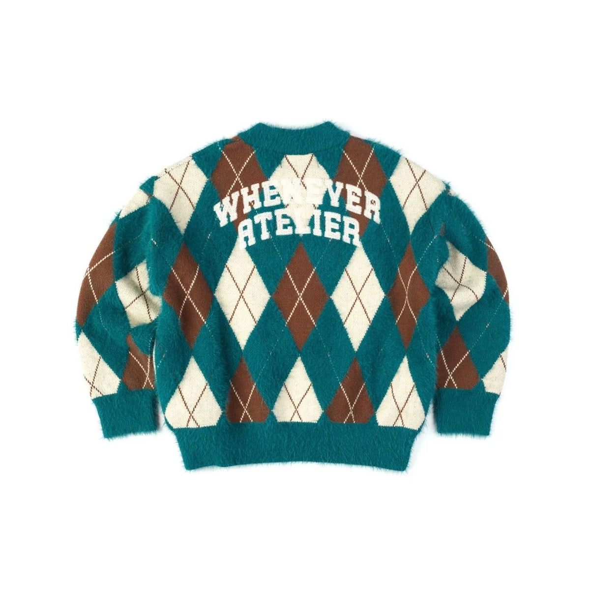 GREEN “WHENEVER” COZY PLAID KNIT SWEATER