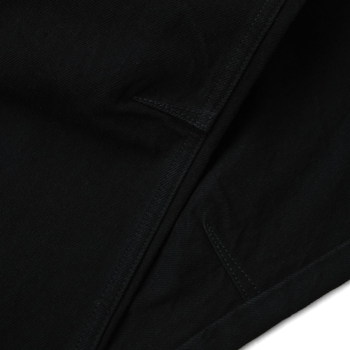 WIDE- LEG WASHED DENIM PANTS/ SOLID BLACK