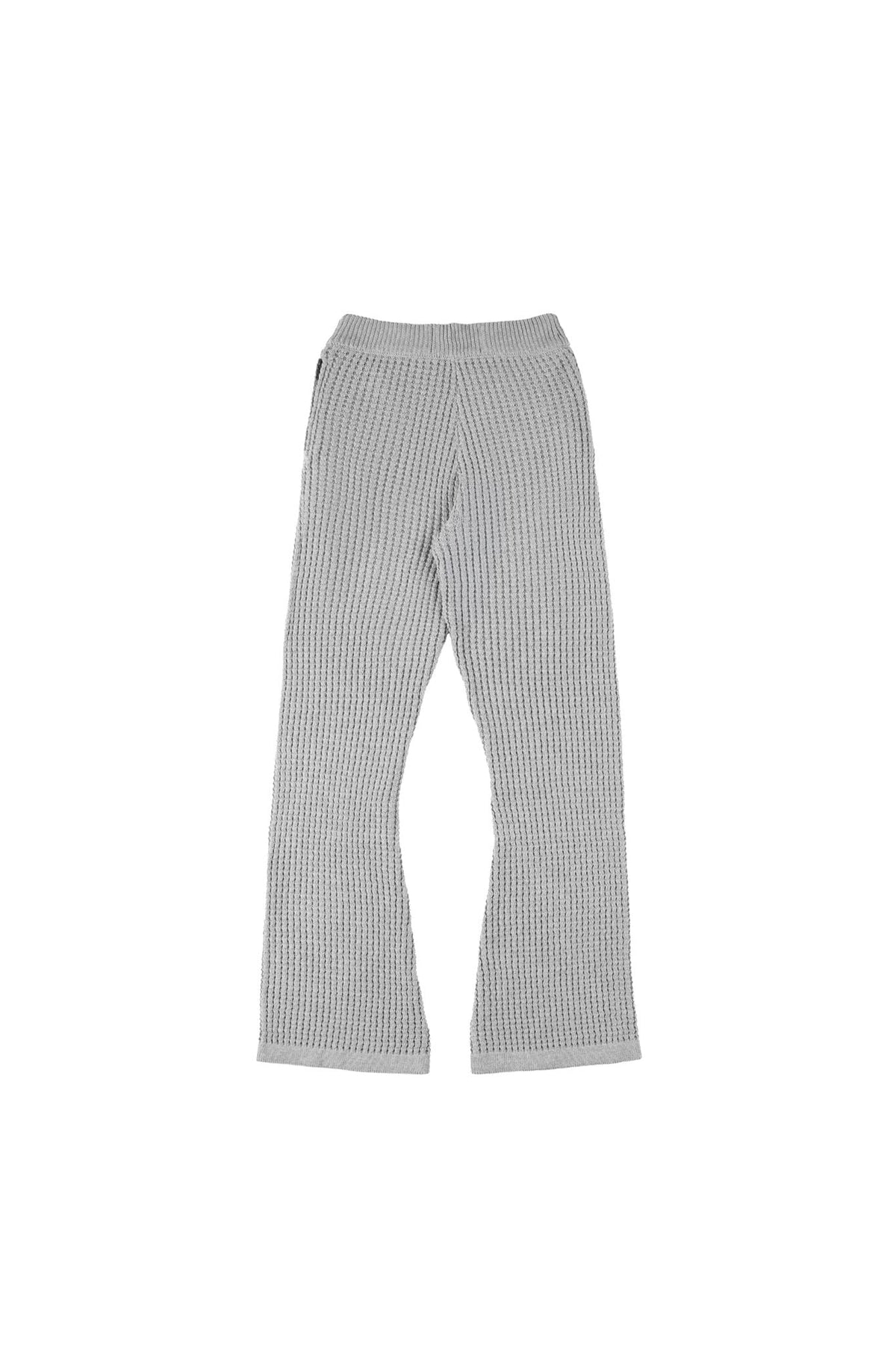 GREY "WHENEVER" WAFFLE KNIT FLARE PANTS
