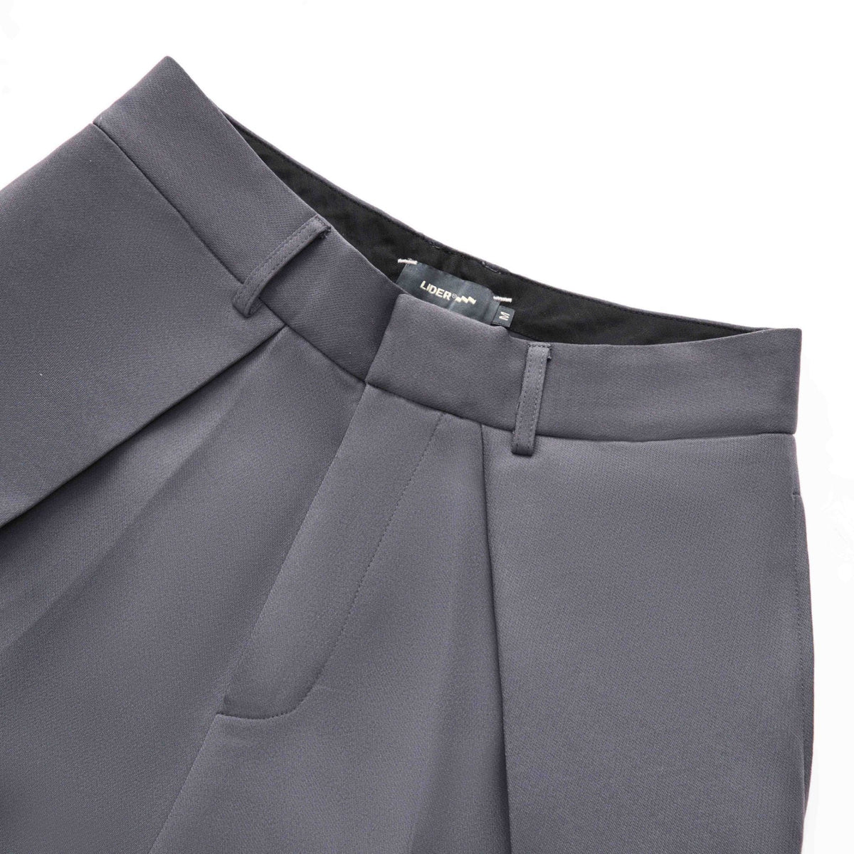 GRAY ROLLING WIDE-LEG TROUSERS