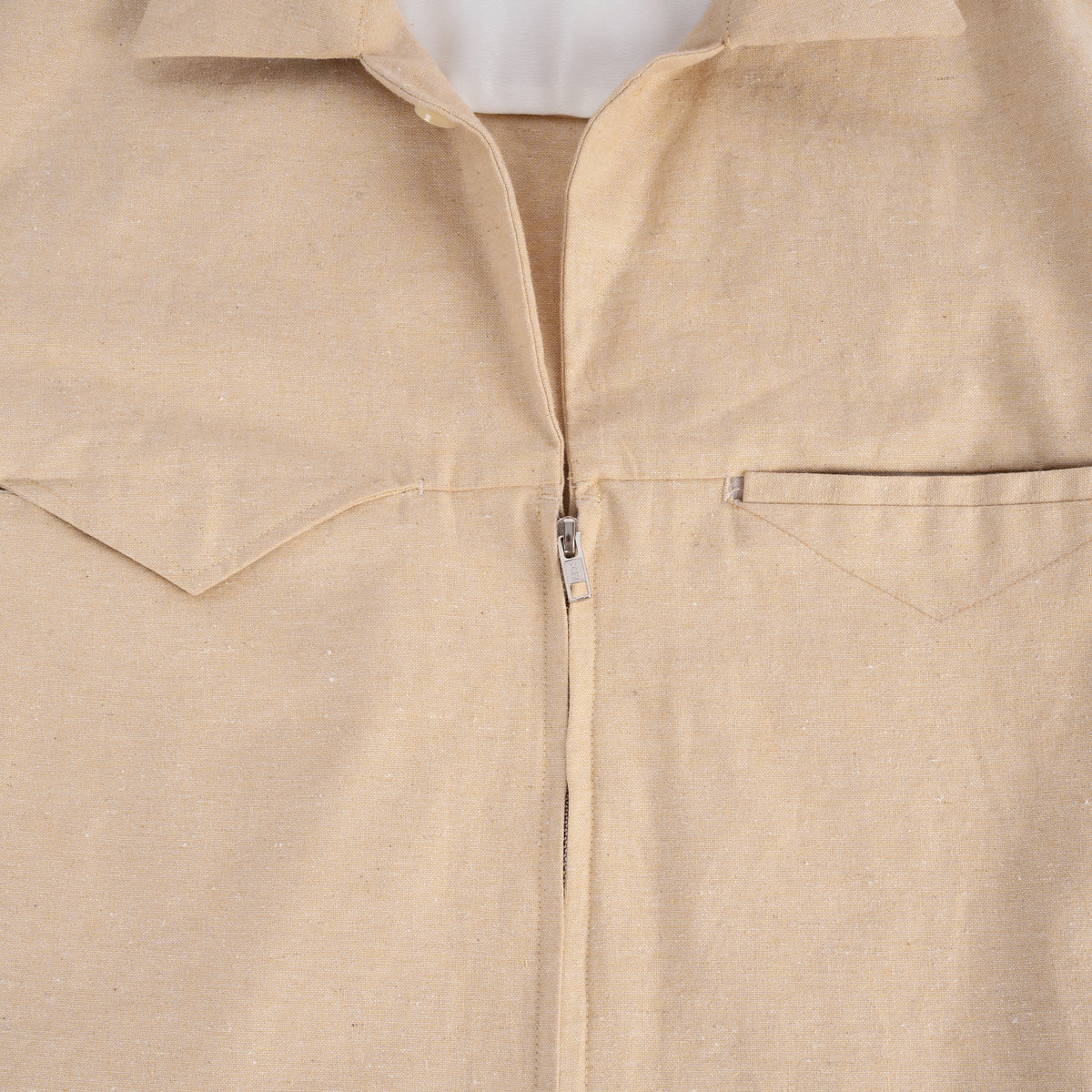 Brown Zip-Up Hemp Cuban Shirt