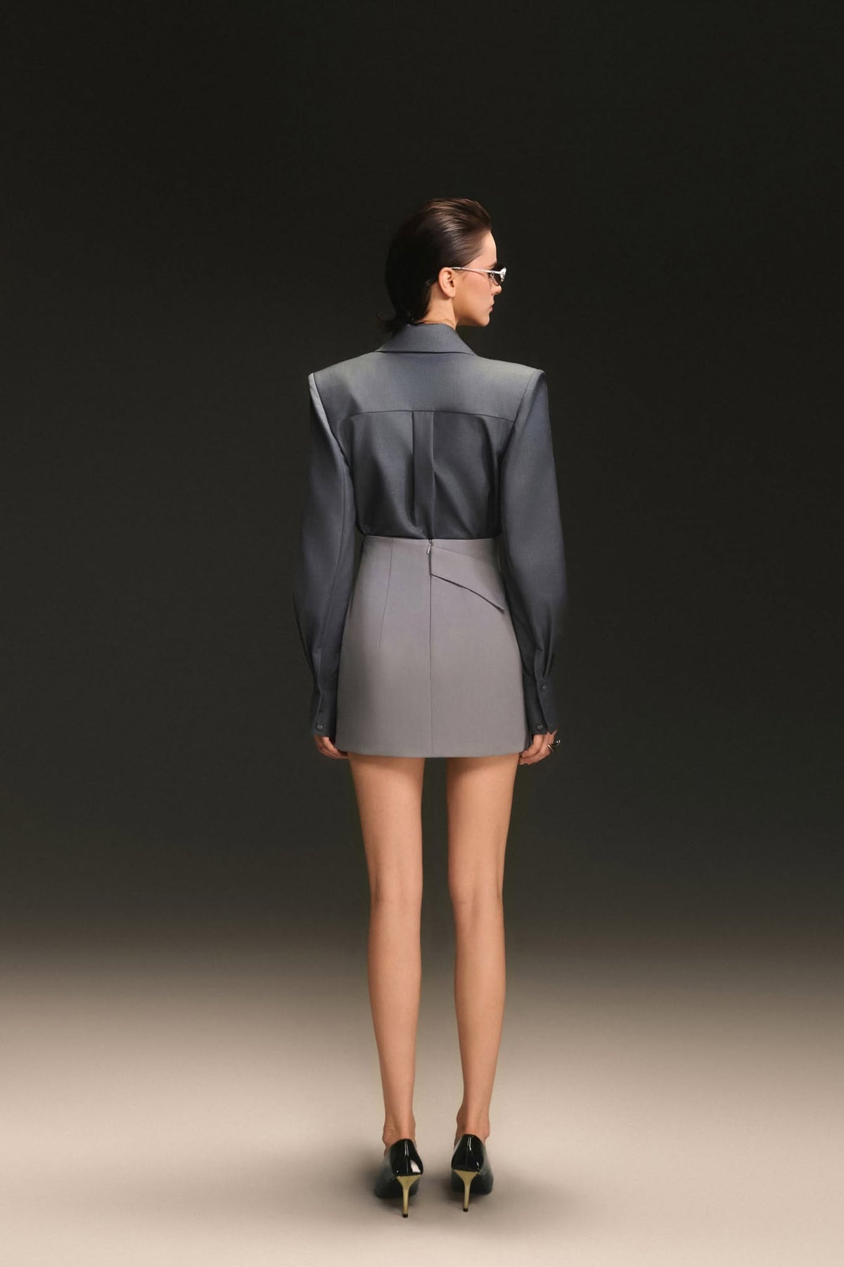 GREY COLLAR SKIRT