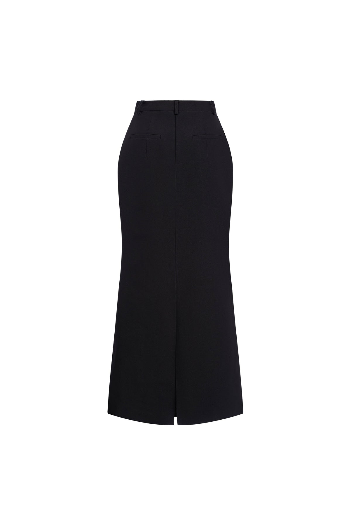 BLACK WAISTBAND MIDI SKIRT