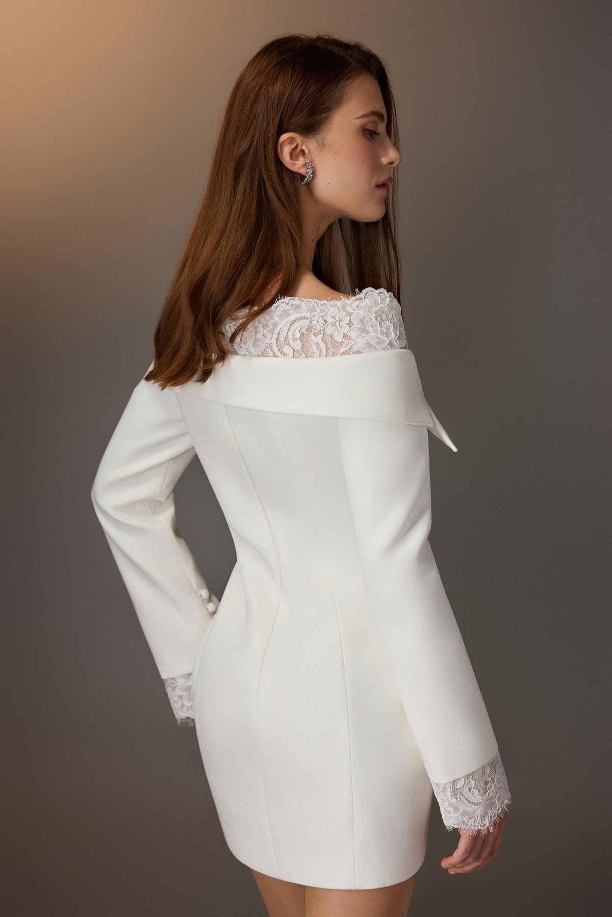 WHITE LACE TRIMMED DRESS