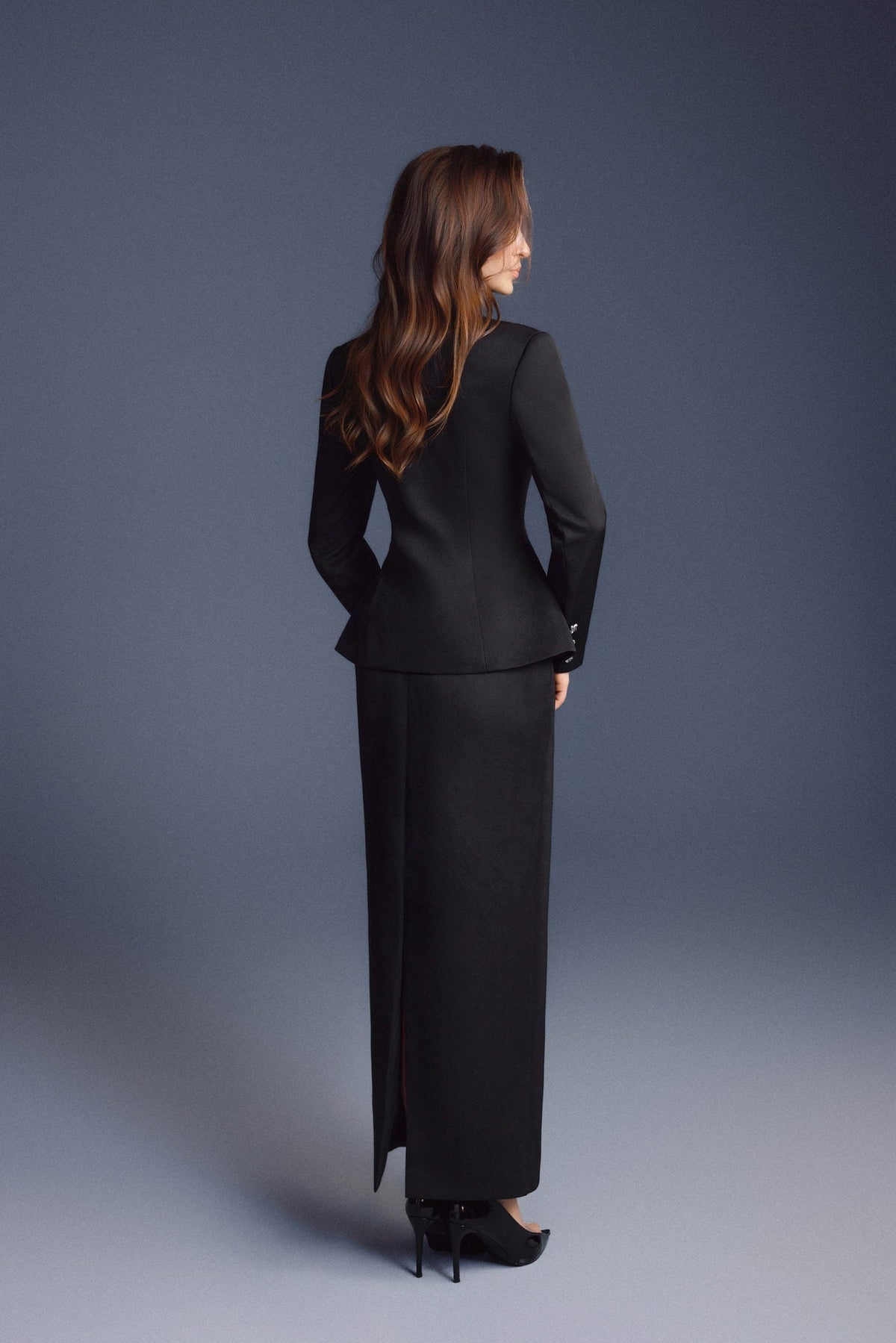 BLACK ZIPPER CORSET PENCIL SKIRT