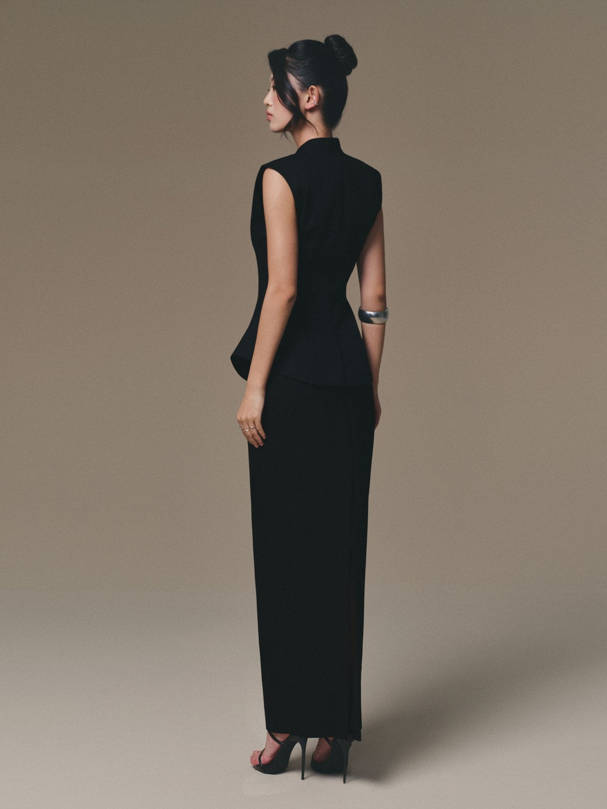 BLACK PEPLUM WAISTCOAT