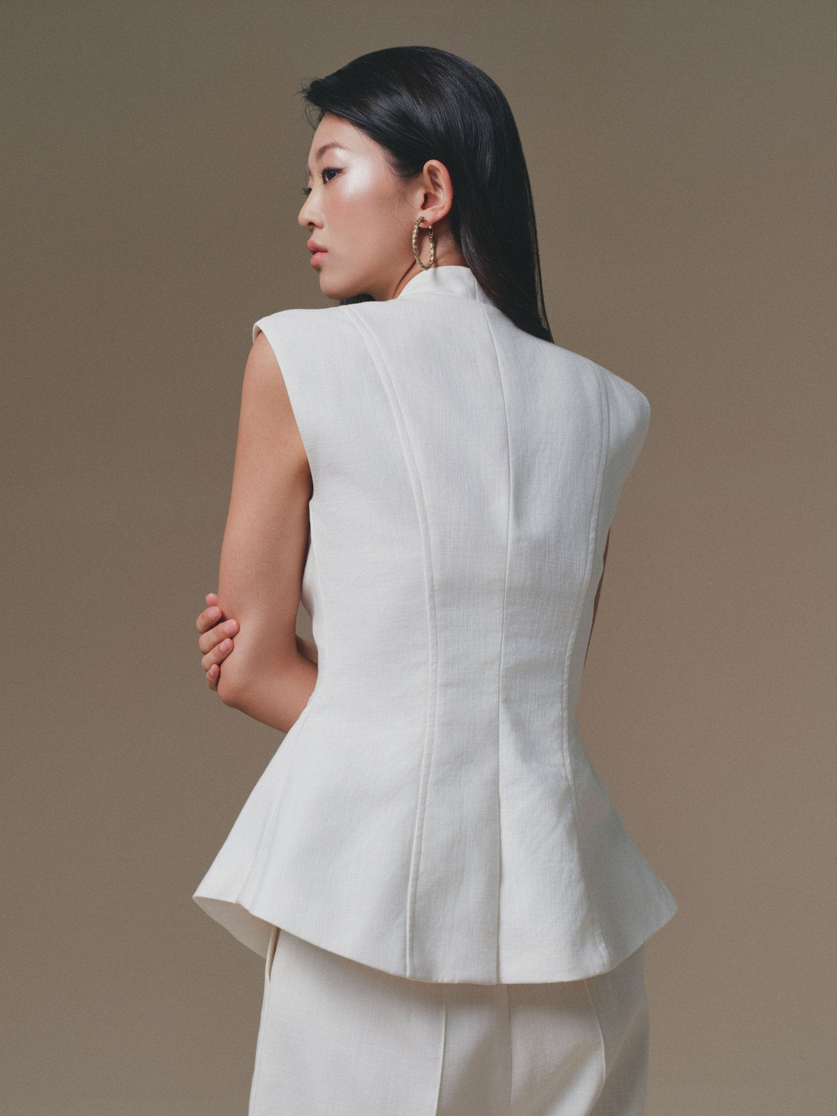 WHITE PEPLUM WAISTCOAT