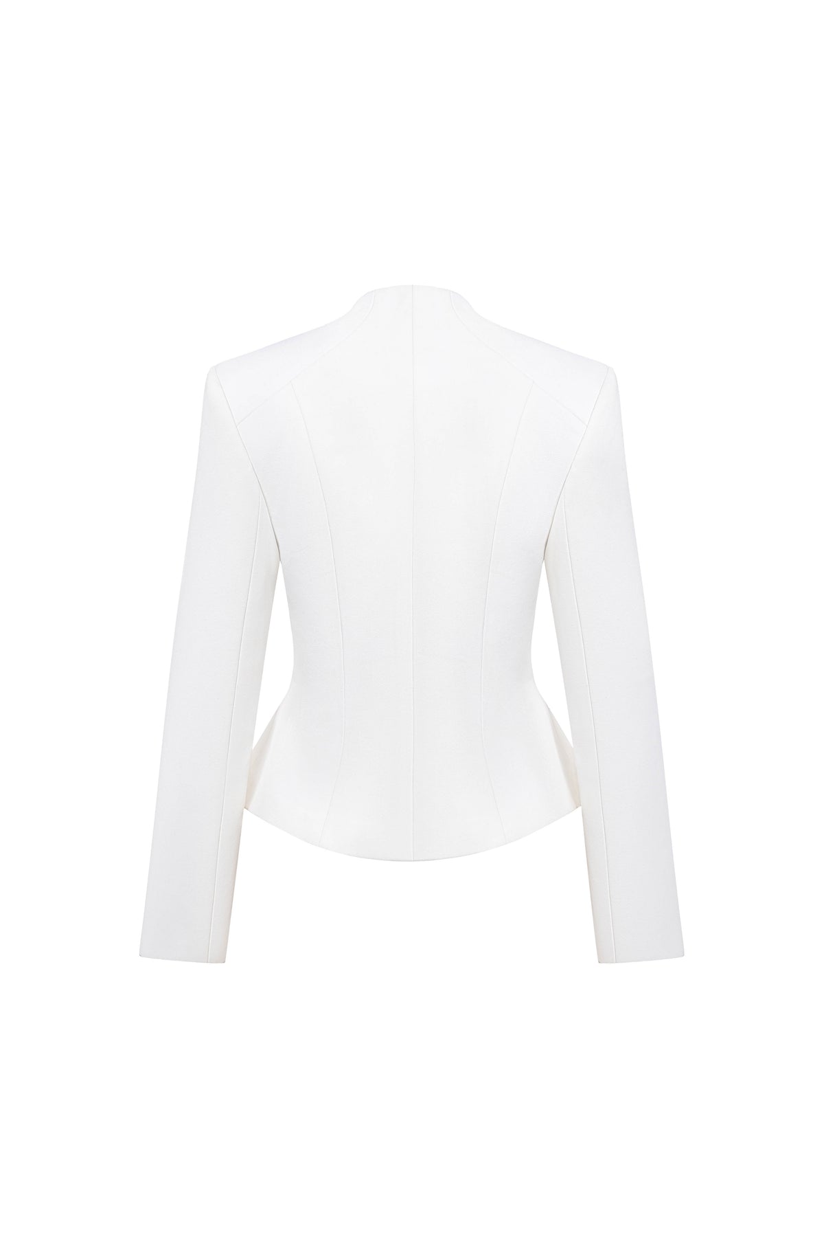 WHITE POINTED WRAP BLAZER