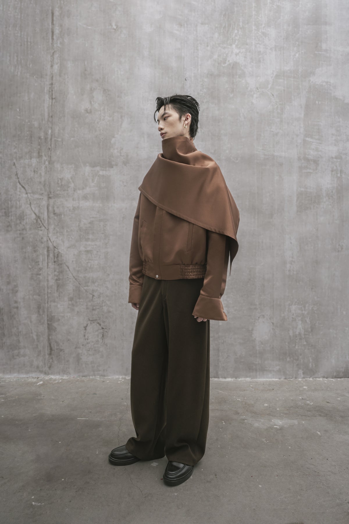 s25-unisex-brown-taffeta-jacket fortythree astoud