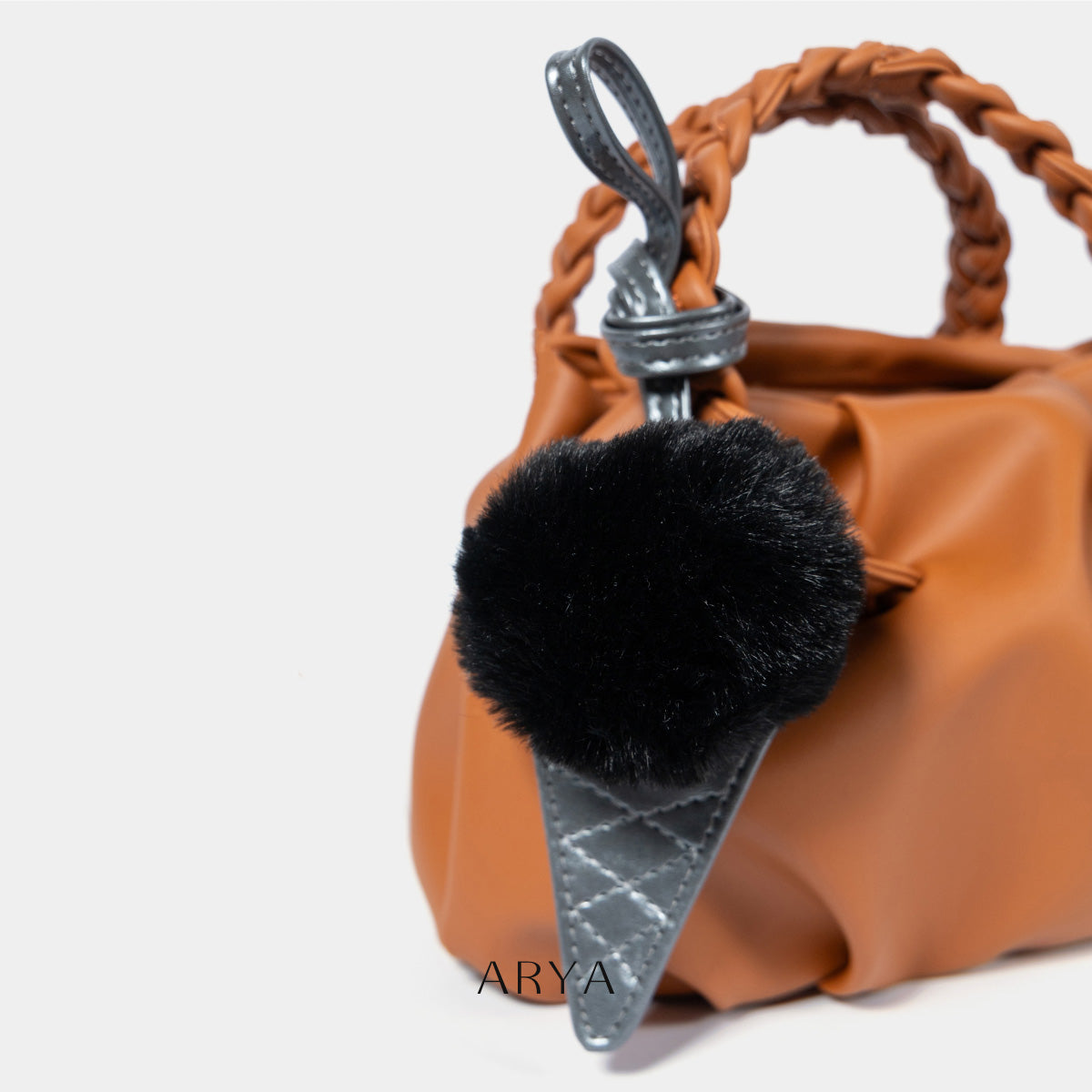 Black Gray Ice Cream Charm by ARYA, PU leather, 3.15 inches, 4.33-inch strap - ASTOUD
