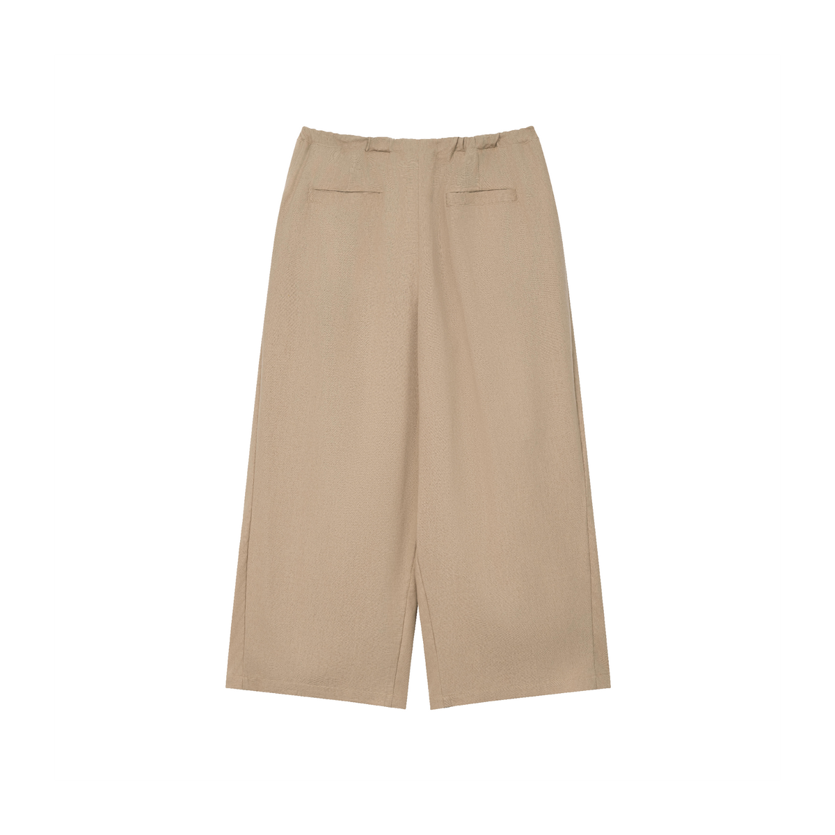 Cream Linen Box Pleated Pants