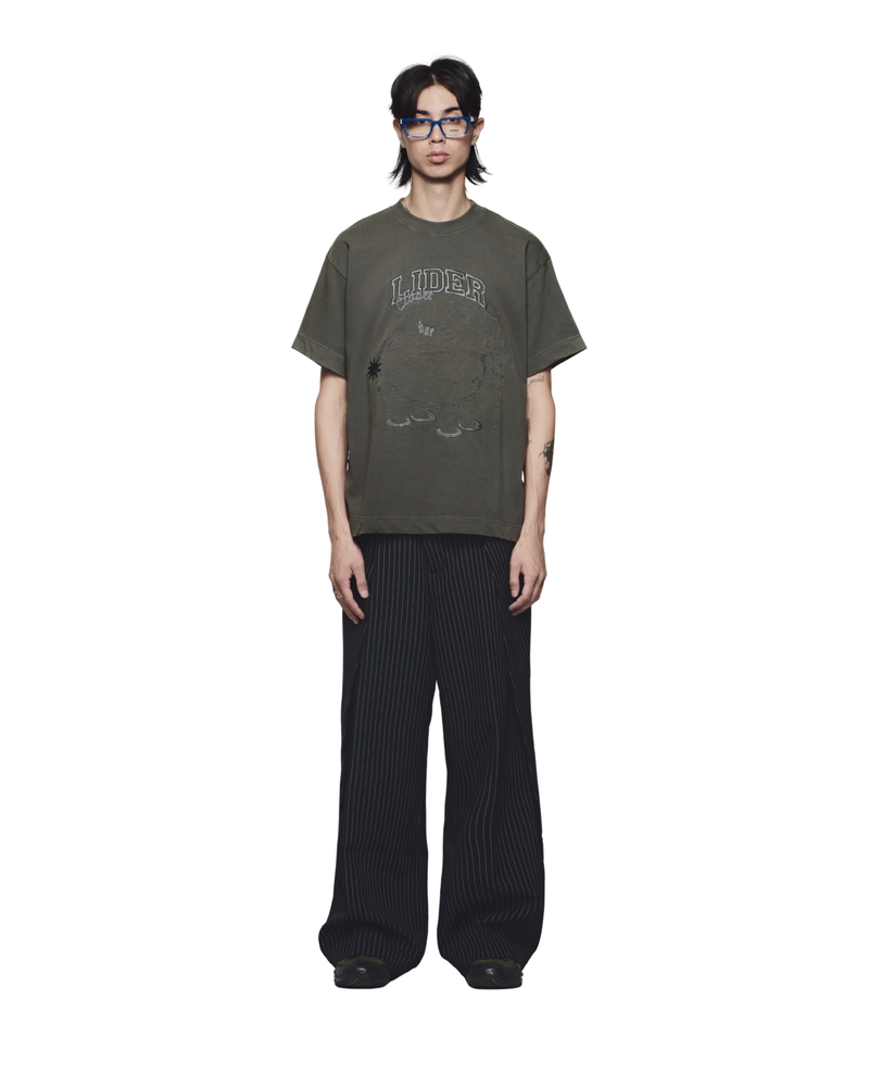 Striped Black Rolling Wide-Leg Trousers