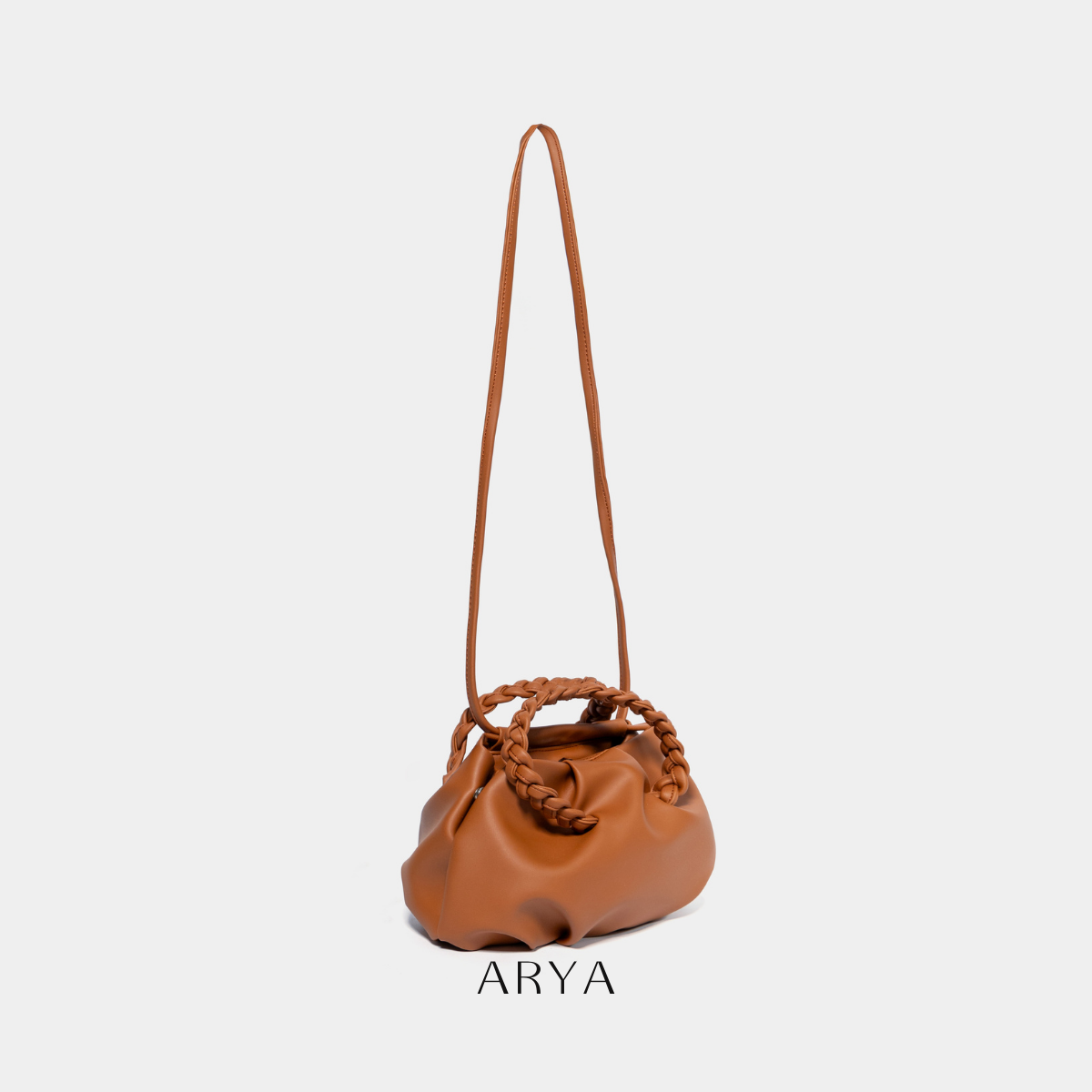 BROWN BRAIDED HANDLE BAG