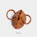 BROWN BRAIDED HANDLE BAG