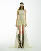 BONG LACE WRAPPED HIPS SPLIT DRESS - WHITE