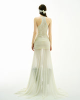 BONG LACE WRAPPED HIPS SPLIT DRESS - WHITE