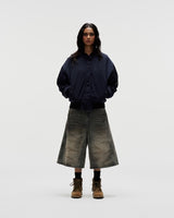 BSJ6 _ "FNOS" WASHED BAGGY DENIM JORTS - DIRTY BLUE