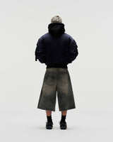 BSJ6 _ "FNOS" WASHED BAGGY DENIM JORTS - DIRTY BLUE
