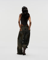 ERG23 - "FNOS" DIRTY EFFECT WASHED JEANS - DARK BLUE
