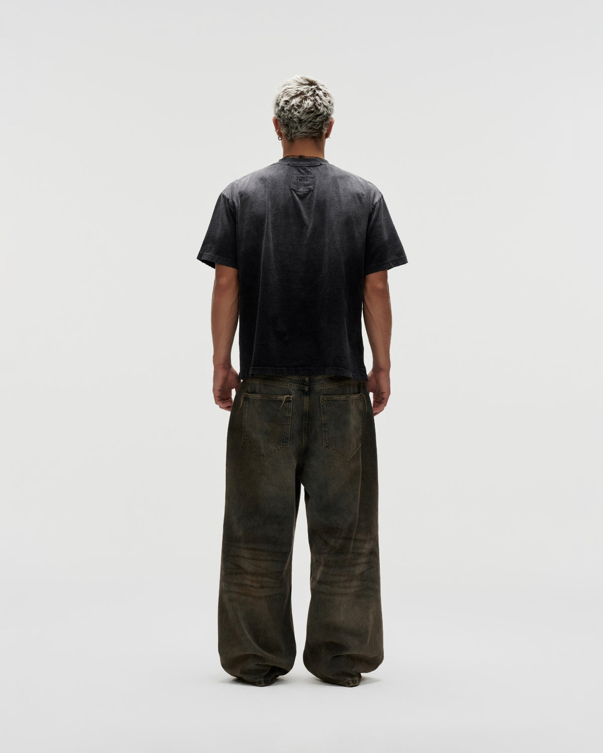 ERG23 - "FNOS" DIRTY EFFECT WASHED JEANS - DARK BLUE