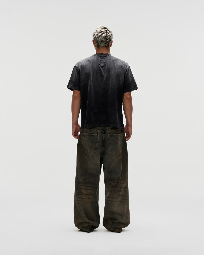 ERG23 - "FNOS" DIRTY EFFECT WASHED JEANS - DARK BLUE