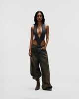 ERG23 - "FNOS" DIRTY EFFECT WASHED JEANS - DARK BLUE