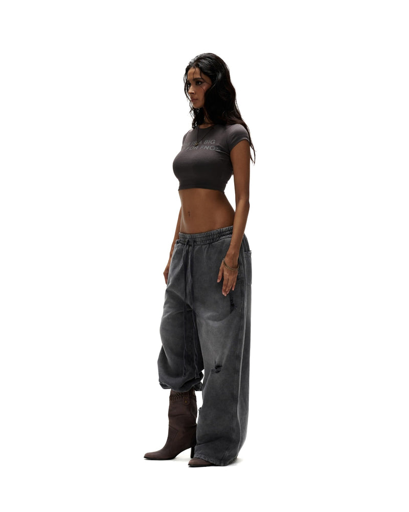 TBT9 - "FNOS" PRINTED CROPTOP - DARK GREY