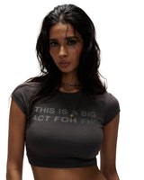 TBT9 - "FNOS" PRINTED CROPTOP - DARK GREY