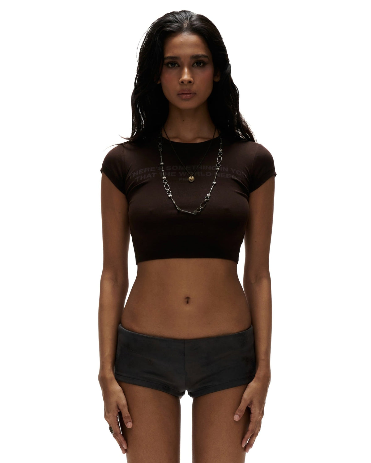 TBT8 - "FNOS" PRINTED CROPTOP - BROWN