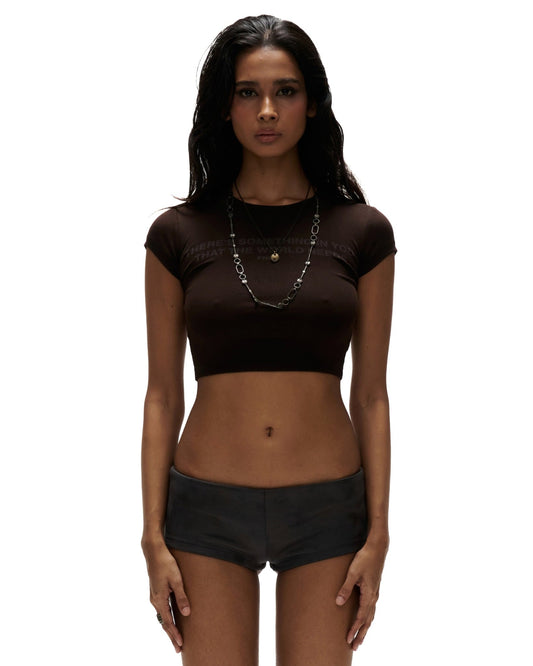 TBT8 - "FNOS" PRINTED CROPTOP - BROWN