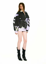 BONG PURPLE BLOOMS HOODIE SPLIT DRESS