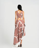 MAP Striped Asymmetric Pleated Skirt