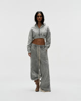 HDW3 - "FNOS" WASHED CROPTOP HOODIE - GREY