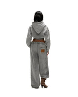 HDW3 - "FNOS" WASHED CROPTOP HOODIE - GREY
