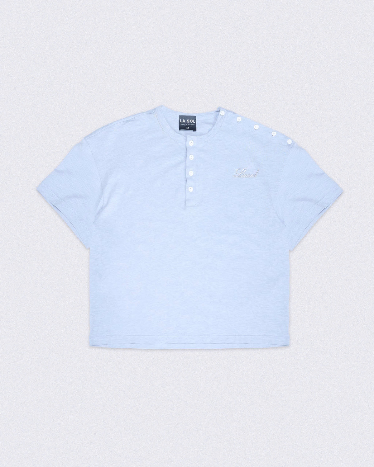 HENLEY SHOULDER BUTTON T-SHIRT ( ICY BLUE )