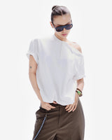 HENLEY SHOULDER BUTTON T-SHIRT ( RICE WHITE )