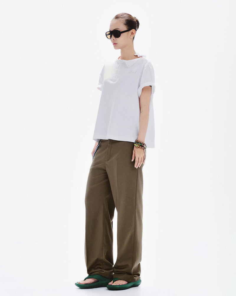 HENLEY SHOULDER BUTTON T-SHIRT ( RICE WHITE )