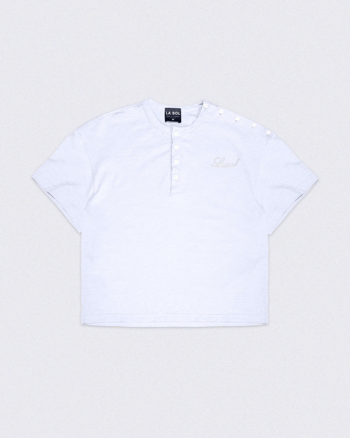 HENLEY SHOULDER BUTTON T-SHIRT ( RICE WHITE )