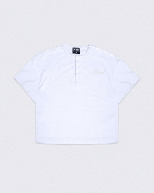 HENLEY SHOULDER BUTTON T-SHIRT ( RICE WHITE )