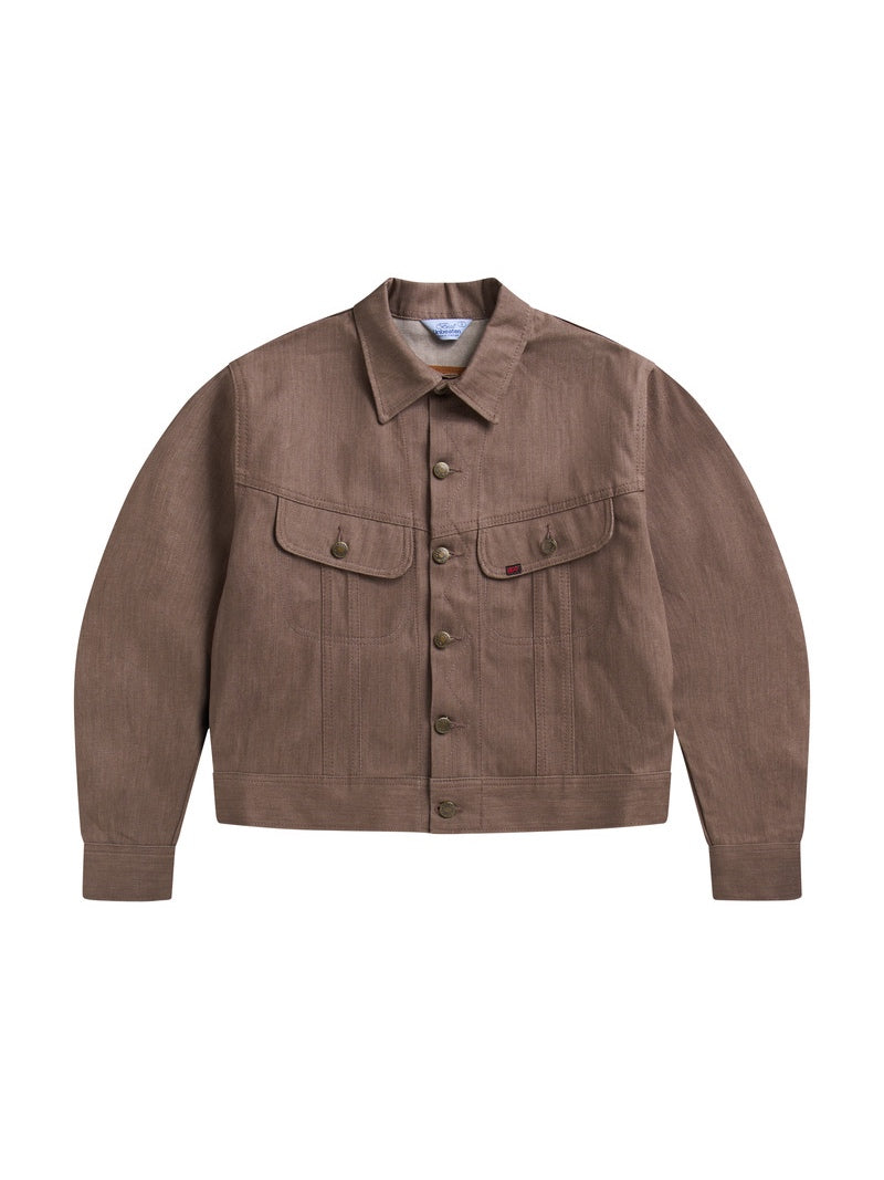 Mocha Westerner Raw Denim Jacket