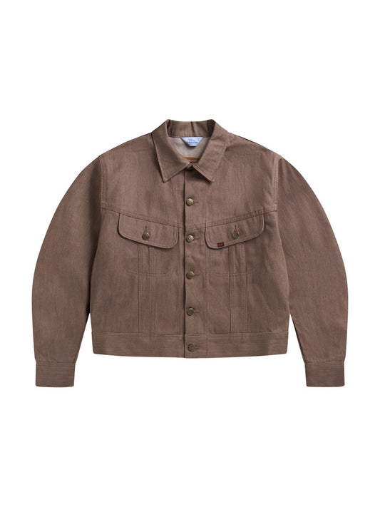Mocha Westerner Raw Denim Jacket