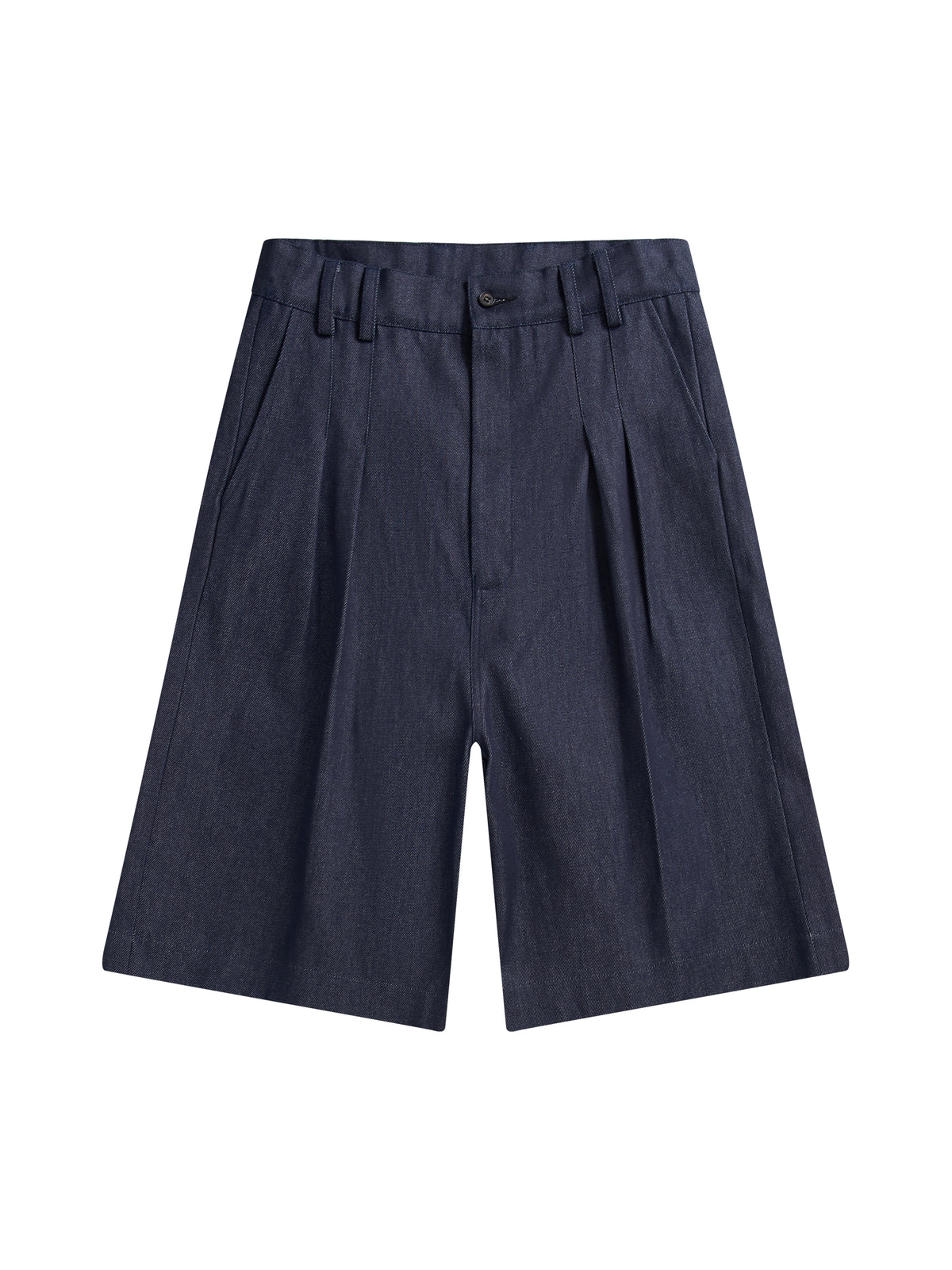 Raw Denim Pleated Shorts