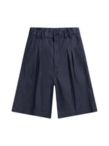 Raw Denim Pleated Shorts