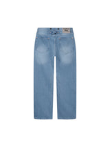Triple-Stitch Cinchback Straight-Fit Washed Denim Pants