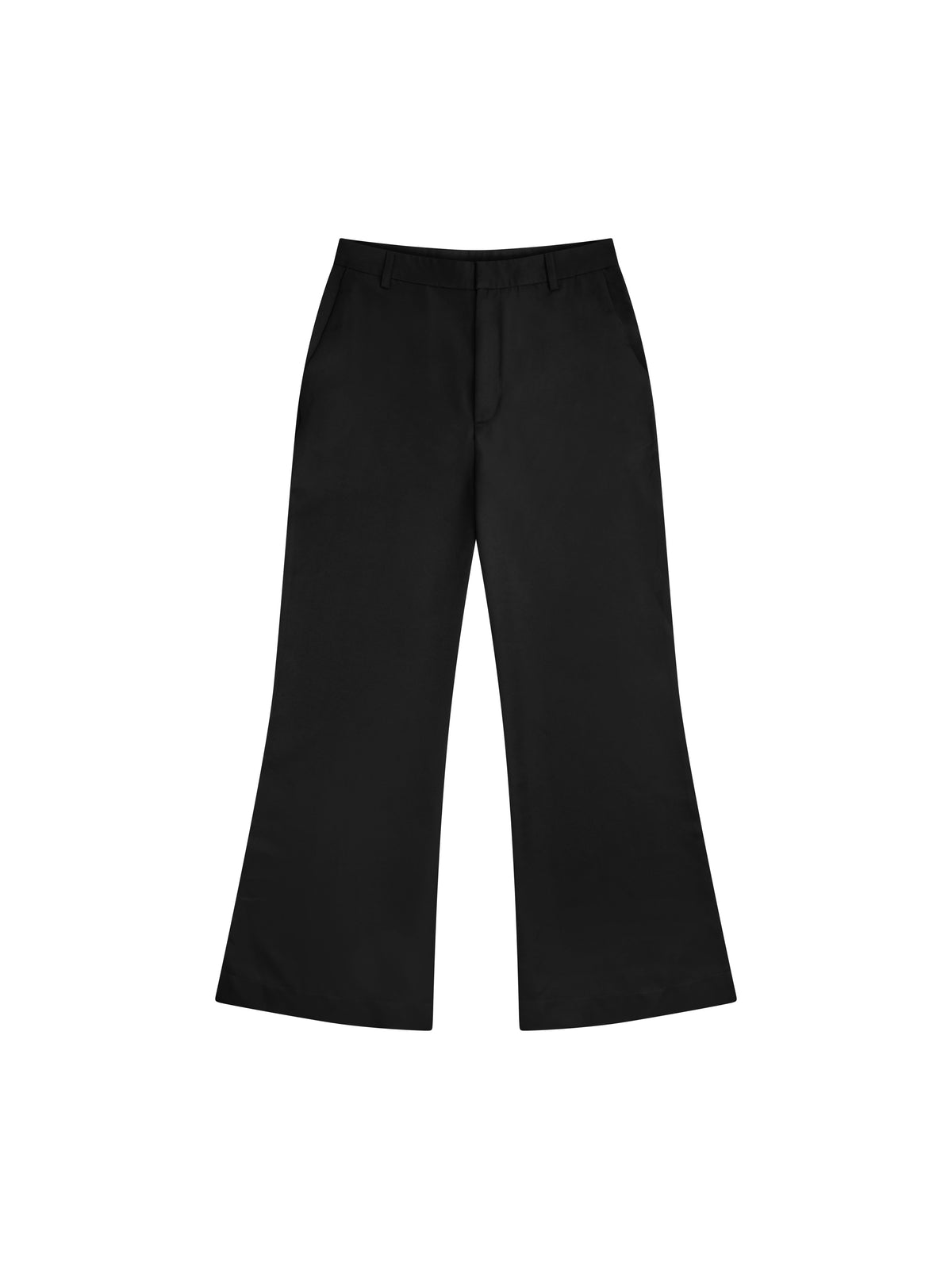 Solid Black Boot-cut Trousers