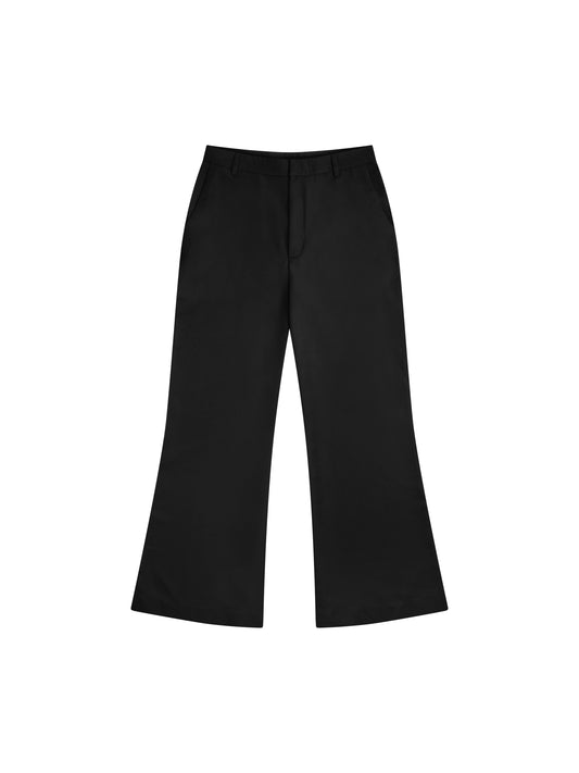 Solid Black Boot-cut Trousers